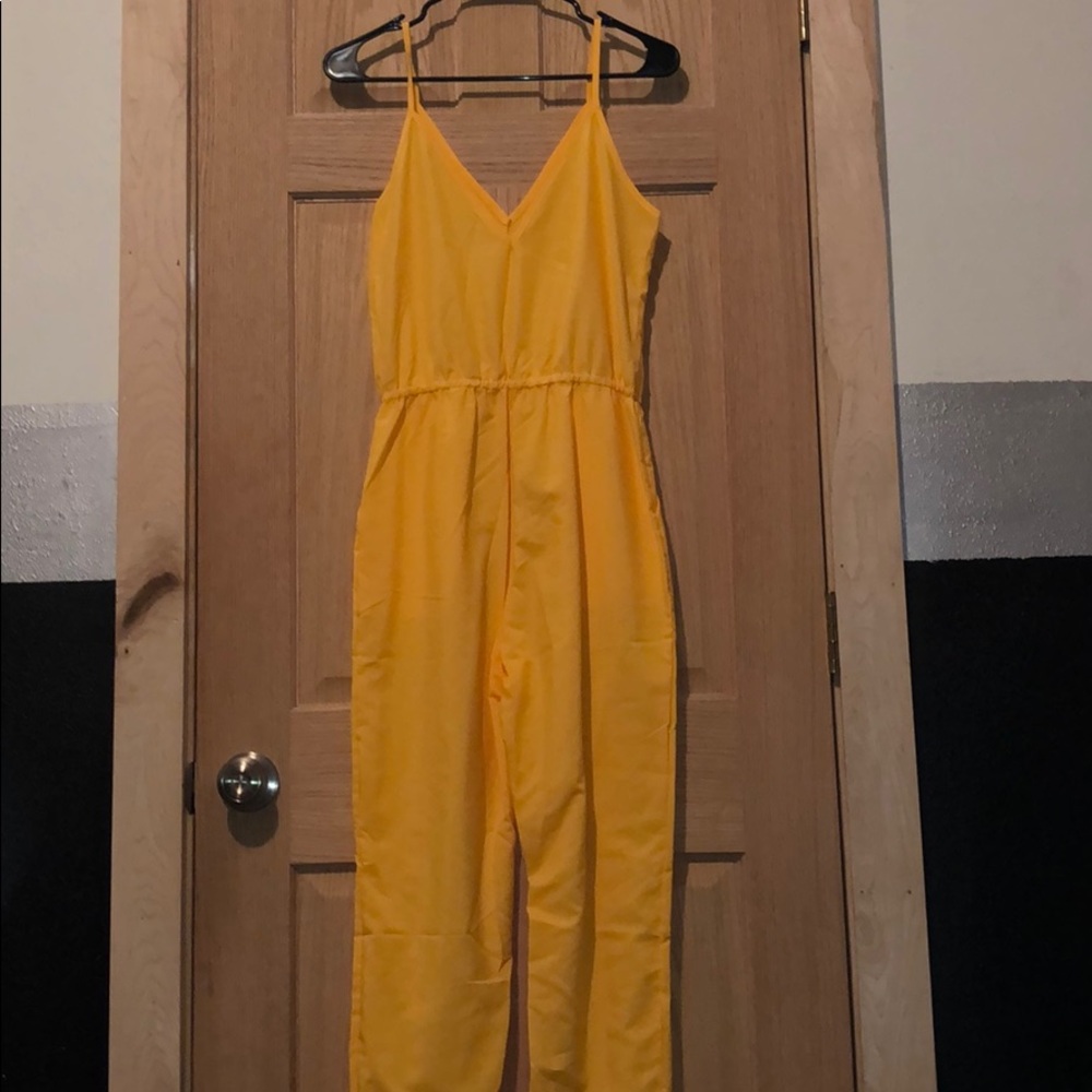 Yellow cropped jumpsuit